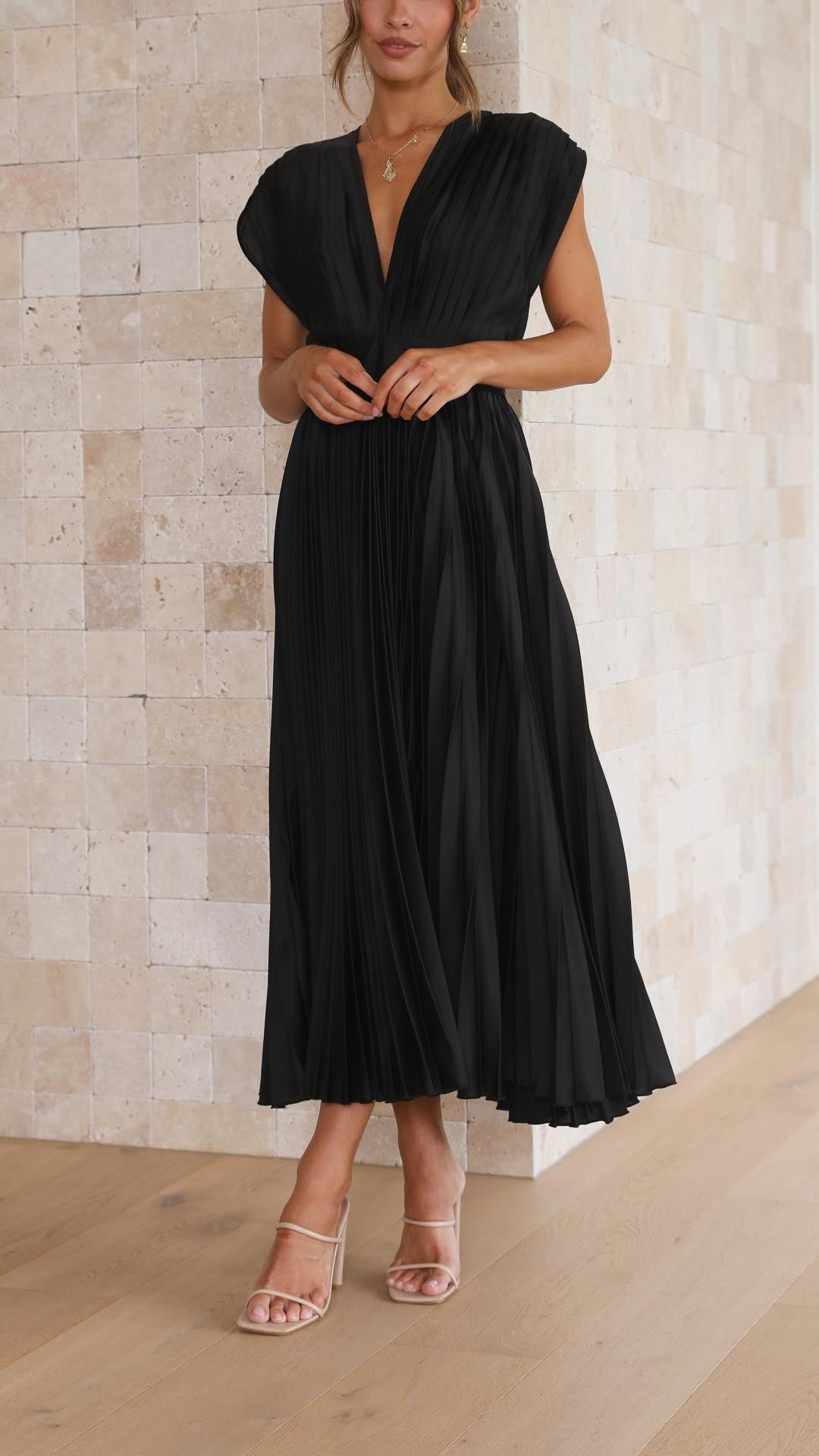 Damen Klassisches Maxikleid Gefaltet