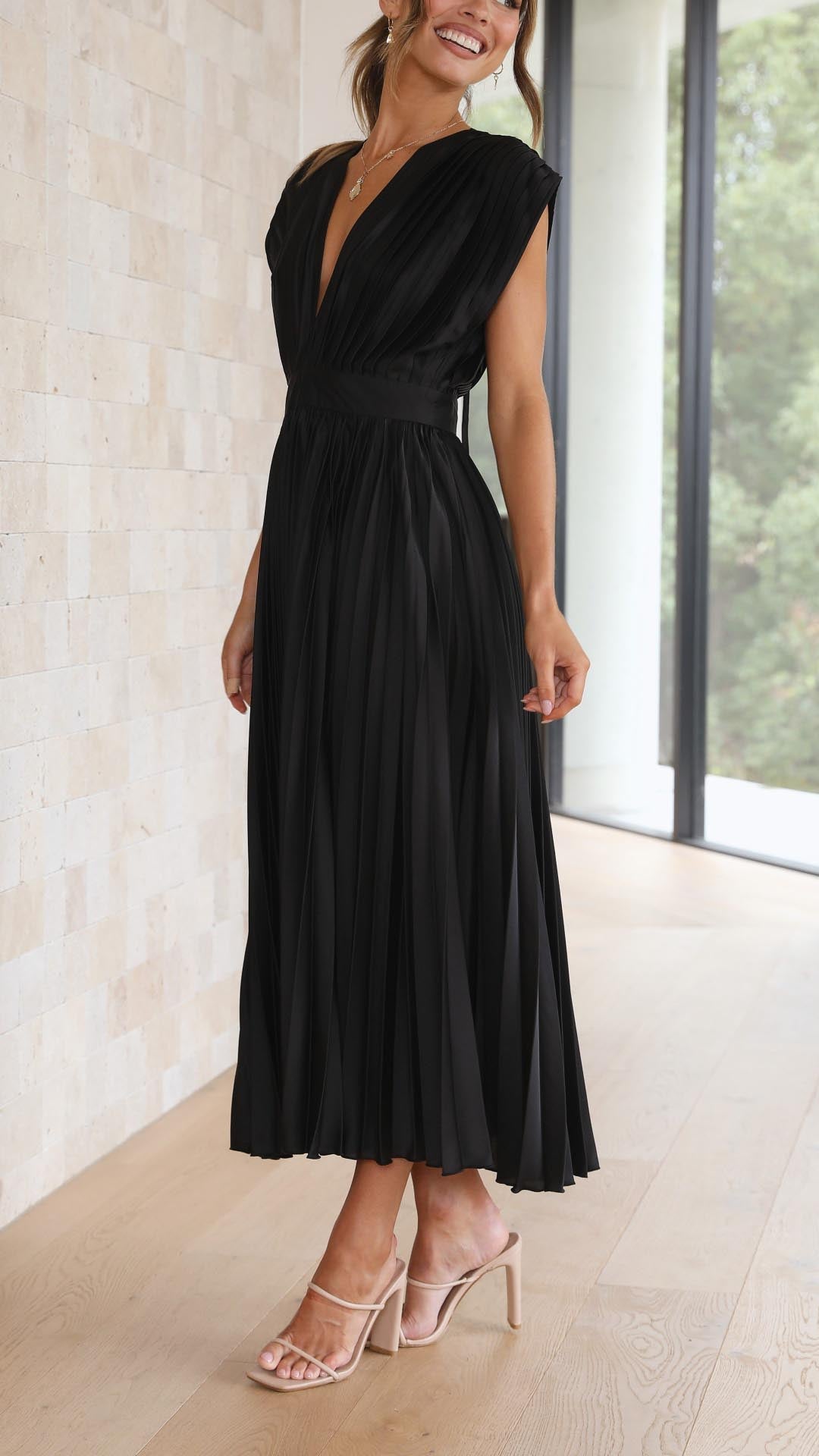 Damen Klassisches Maxikleid Gefaltet