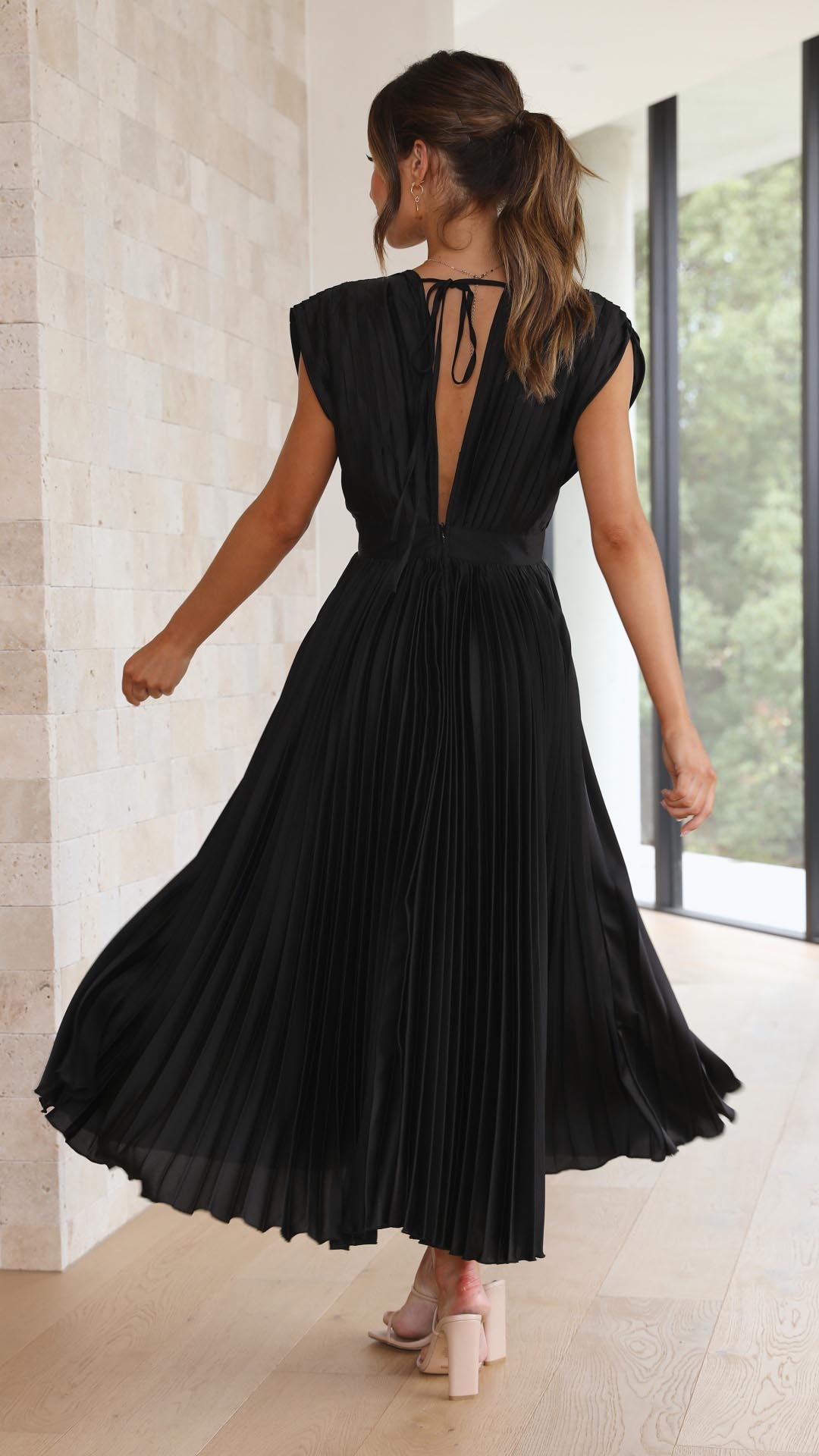 Damen Klassisches Maxikleid Gefaltet