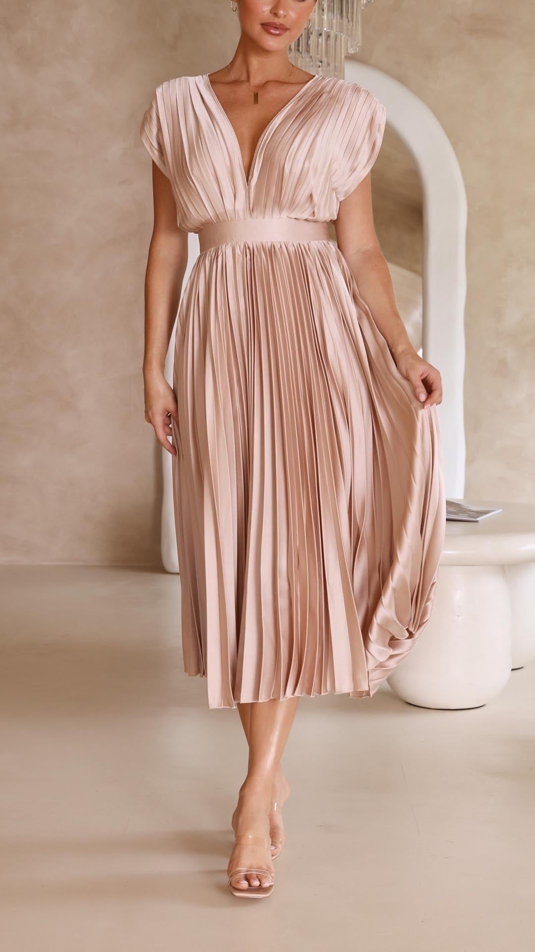 Damen Klassisches Maxikleid Gefaltet