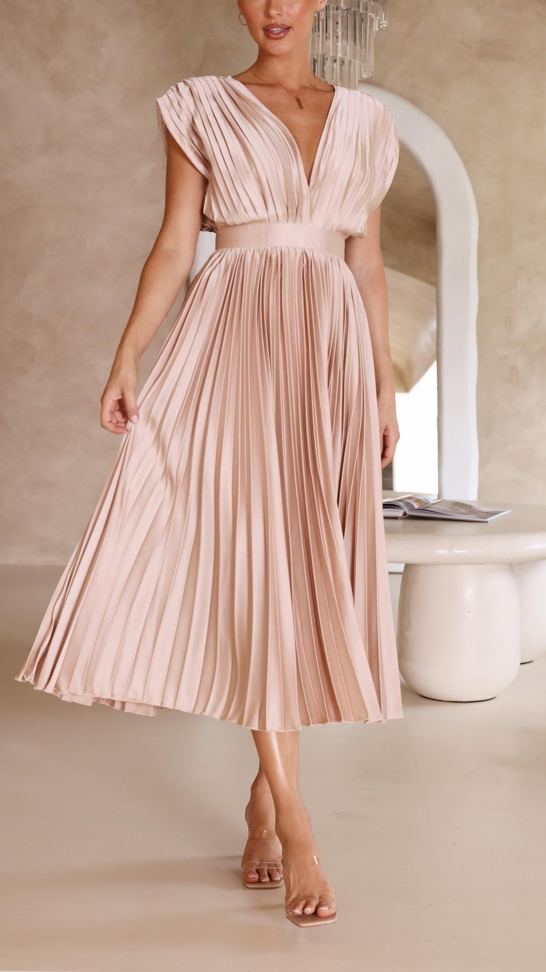 Damen Klassisches Maxikleid Gefaltet