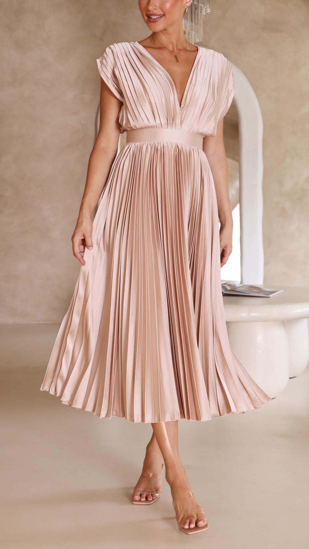 Damen Klassisches Maxikleid Gefaltet