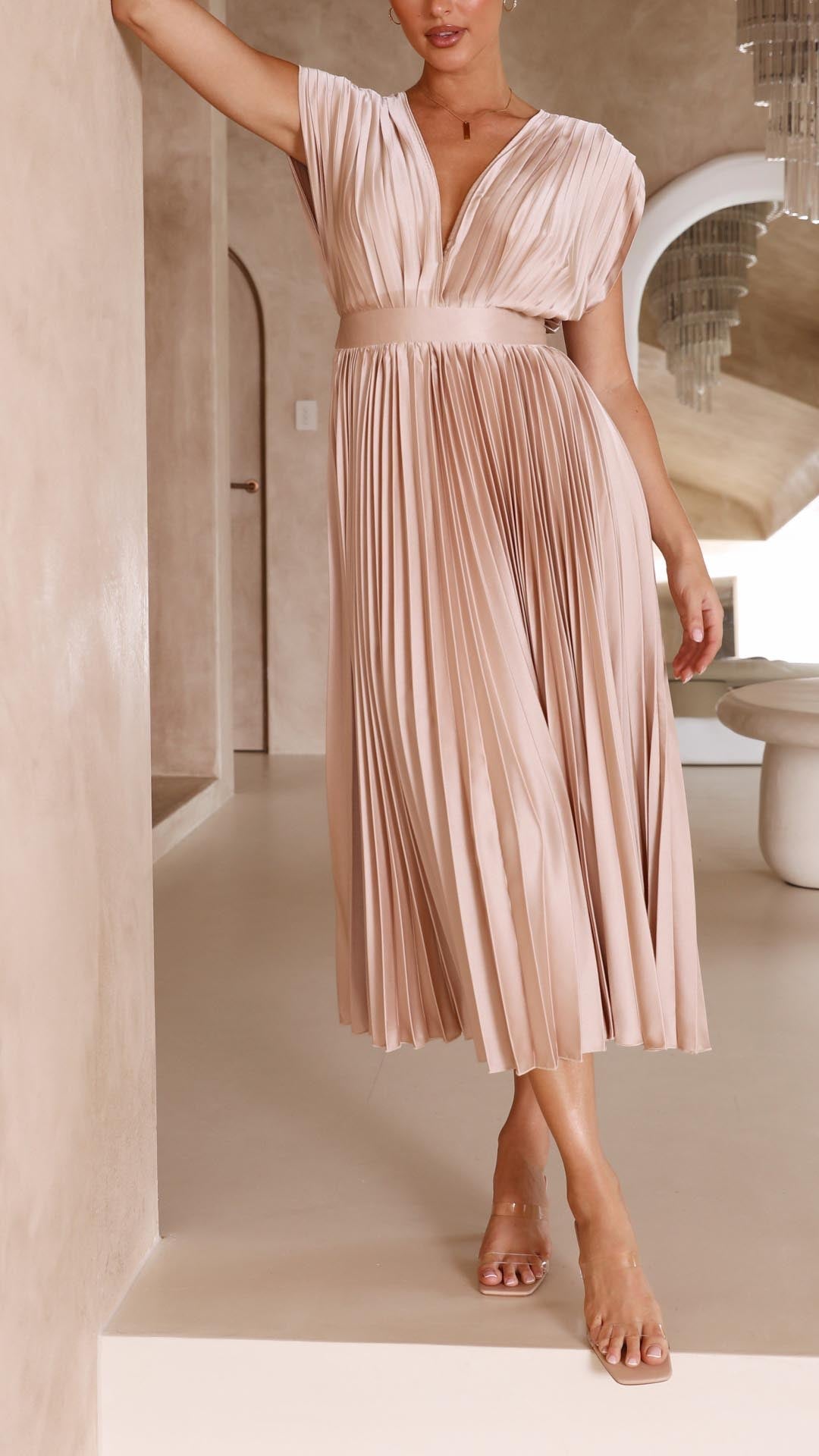 Damen Klassisches Maxikleid Gefaltet