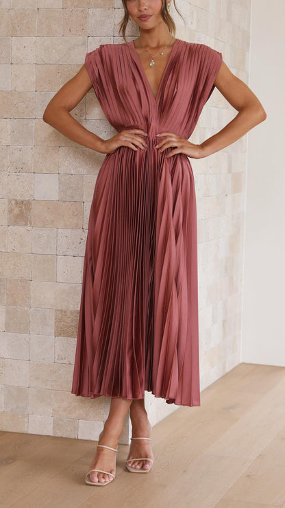 Damen Klassisches Maxikleid Gefaltet Schwarz - Eveloria