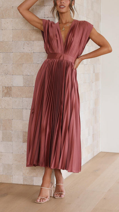 Damen Klassisches Maxikleid Gefaltet