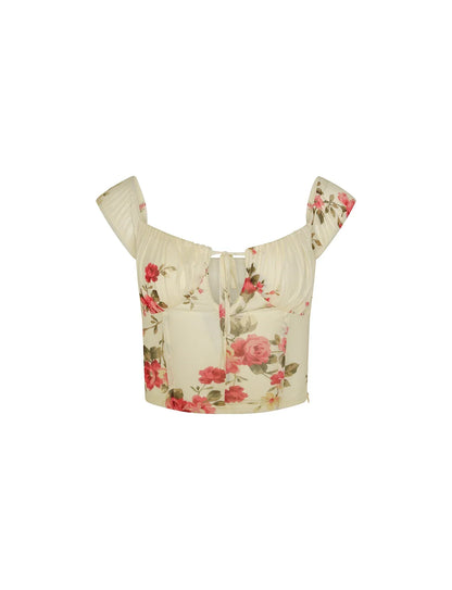 Hilde Damen Ärmel Crop mit Blumenmuster und Wickelminirock Sommerlook
