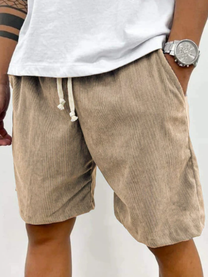 Herren Freizeitshorts Kordelzug Grau Baumwolle
