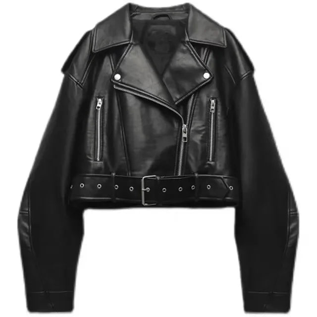 Eveloria Damen Lederjacke Kurz Stylisch