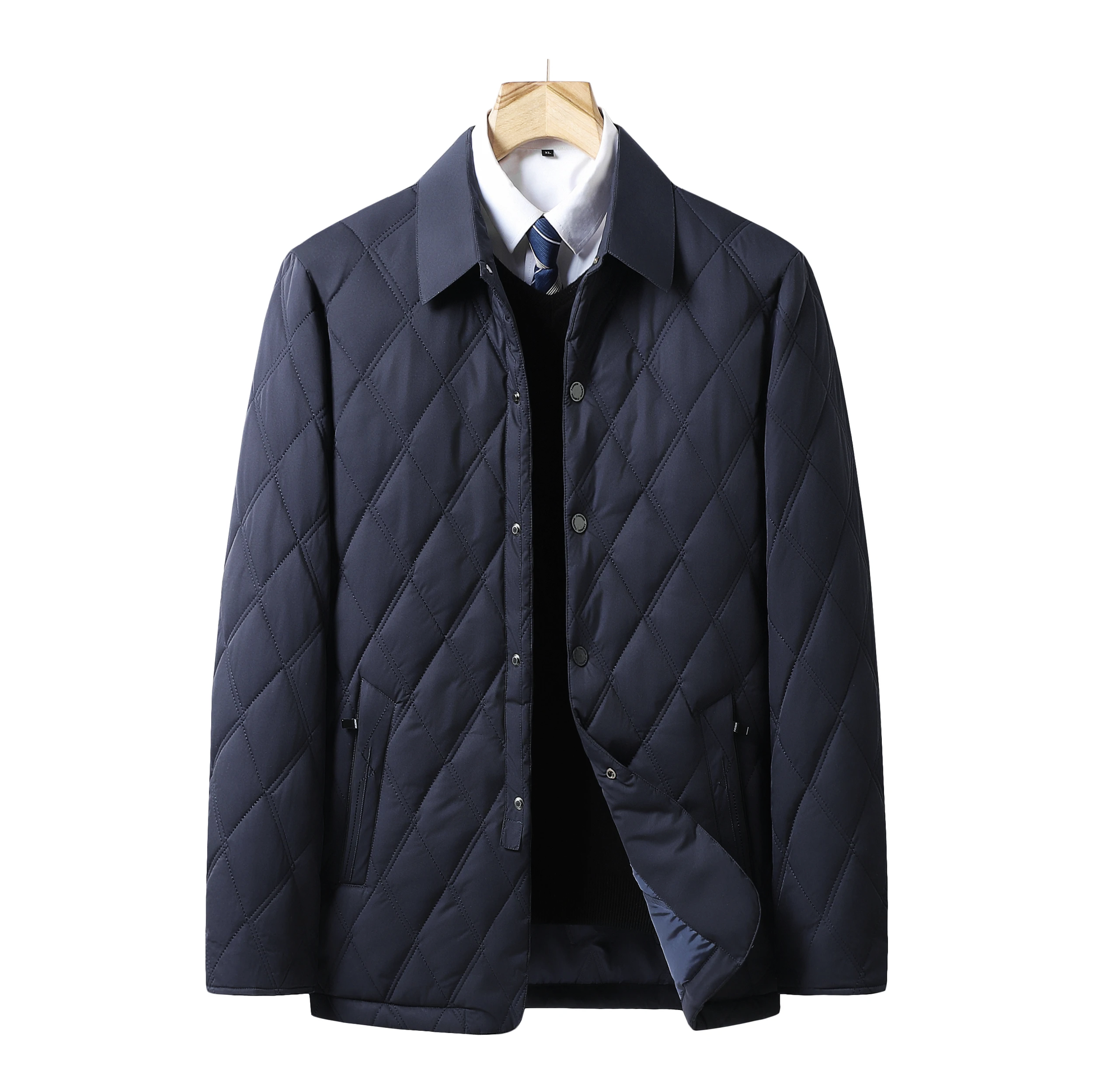 Herren Wintersteppjacke Wasserdicht Schwarz - Eveloria