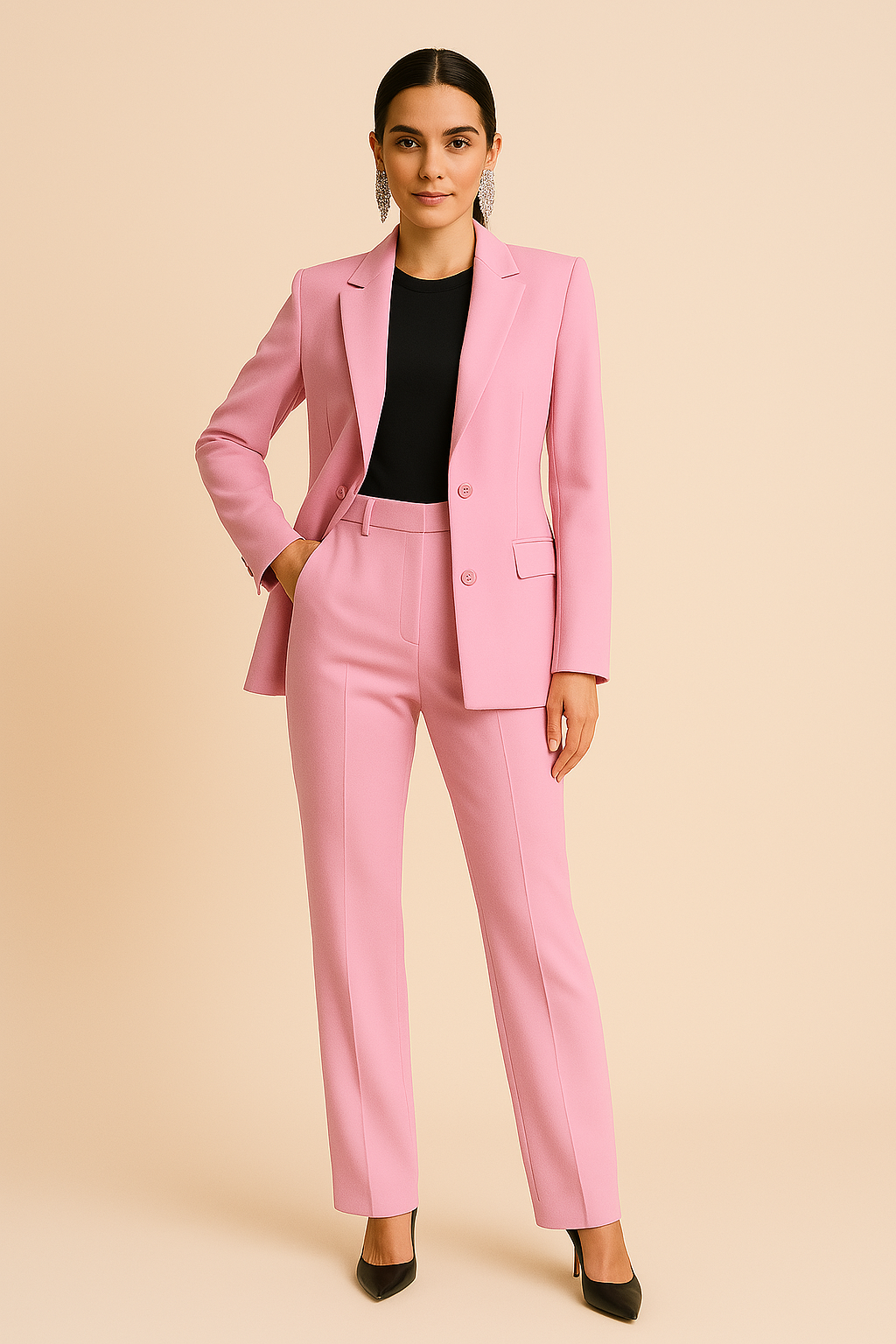 Damen Maßgeschneiderter Blazer Set mit Faltenhose Zweiteiler - Eveloria