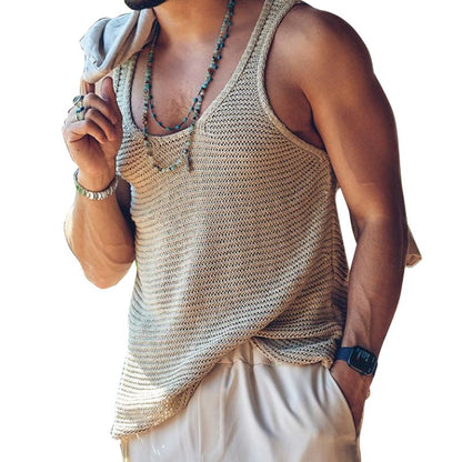 Herren Tanktop Ärmellos Leicht Locker Sitzend Grau - Eveloria