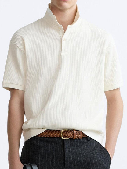 Herren Poloshirt Kurzärmelig Cremeweiß Baumwolle