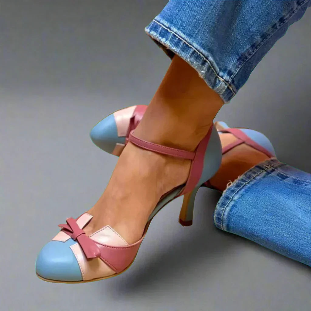 Damen Klassische Pumps Mittlerer Absatz Schleifenriemen - Eveloria