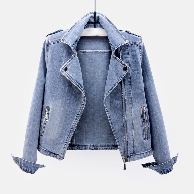 Eveloria Damen Motorradjacke Jeans