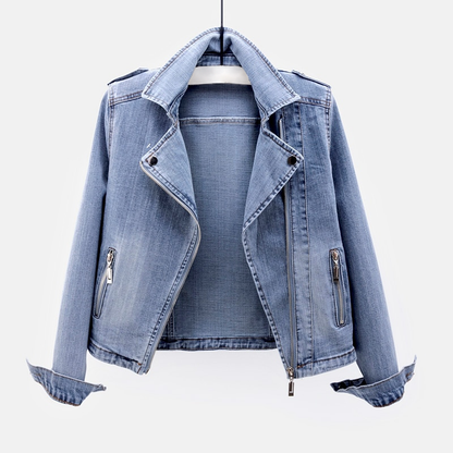 Eveloria Damen Motorradjacke Jeans