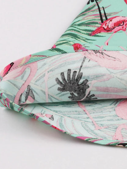 Eveloria Damen Retro-Kleid Flamingodruck