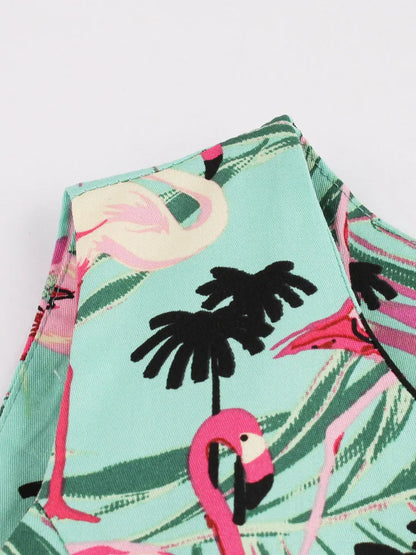 Eveloria Damen Retro-Kleid Flamingodruck