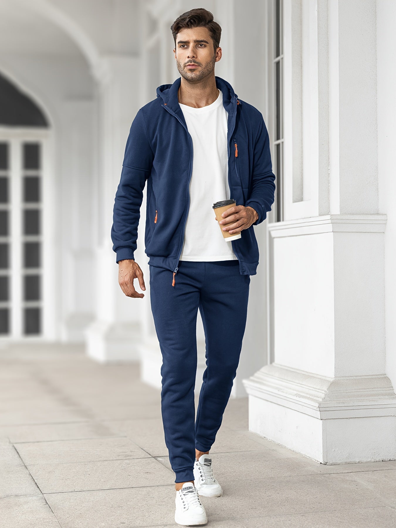 Herren Trainingsanzug Kapuzenpulli Sweatpants Set Jogginganzug Schwarz - Eveloria