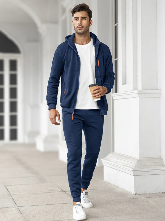 Herren Trainingsanzug Kapuzenpulli Sweatpants Set Jogginganzug Schwarz - Eveloria