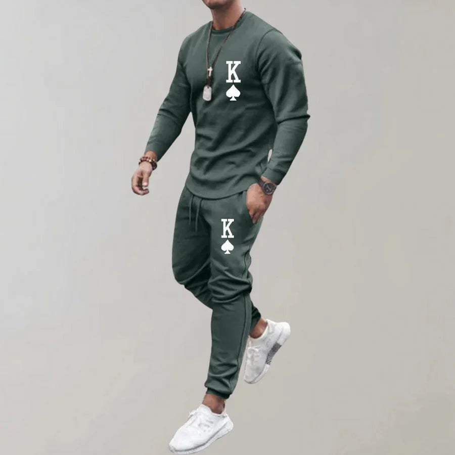 Herren Trainingsanzug Langarm Kordelzug Jogginganzug Schwarz - Eveloria