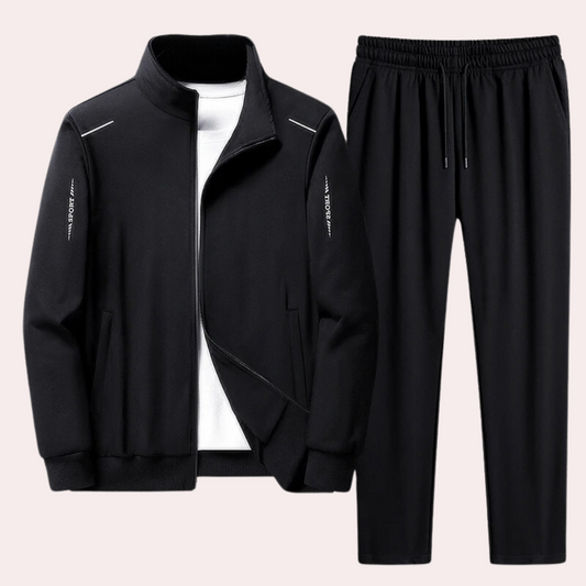 Herren Trainingsanzug Zweiteiliges Set Sweatjacke und Hose Schwarz - Eveloria