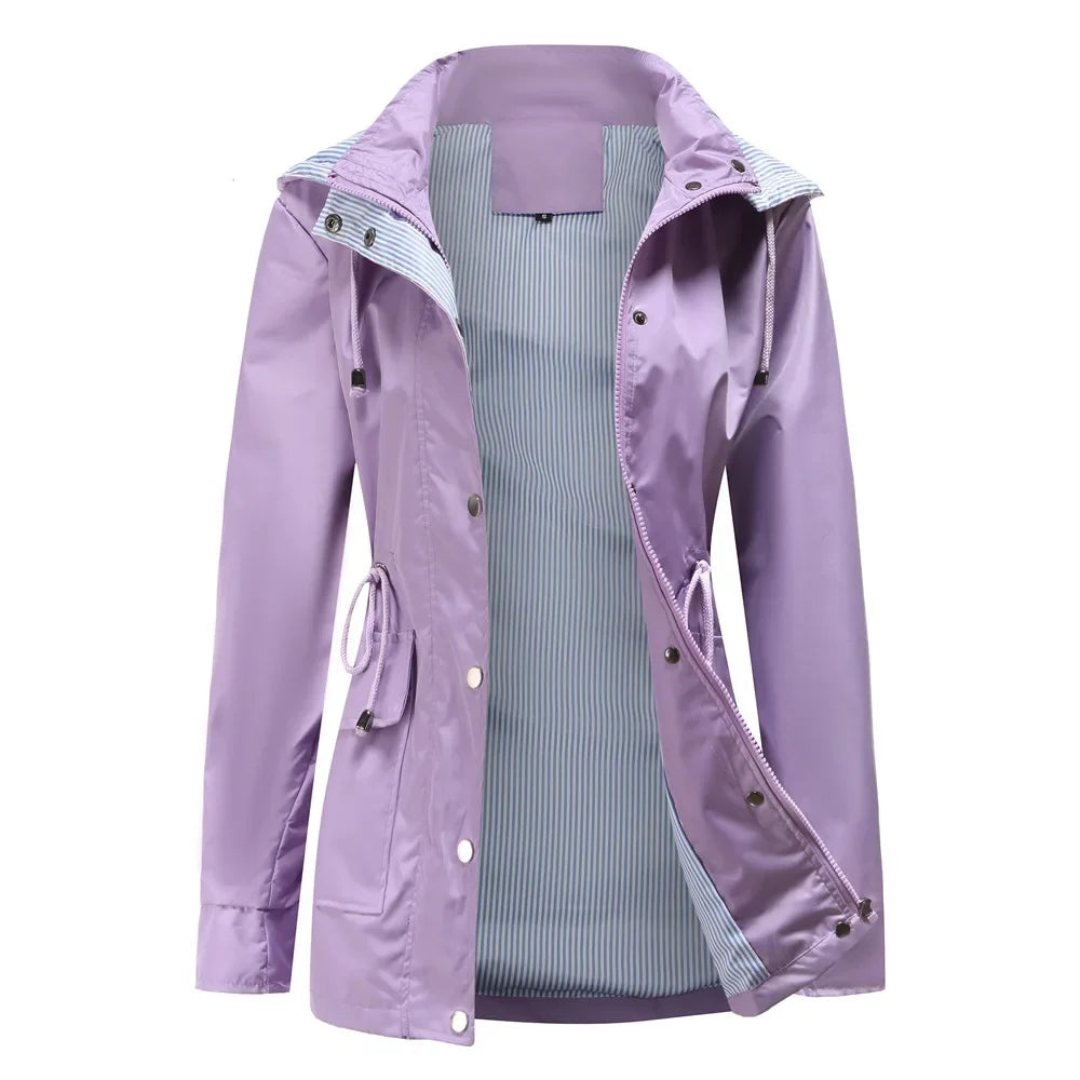 Damen Regenjacke Wasserfest Abnehmbare Kapuze
