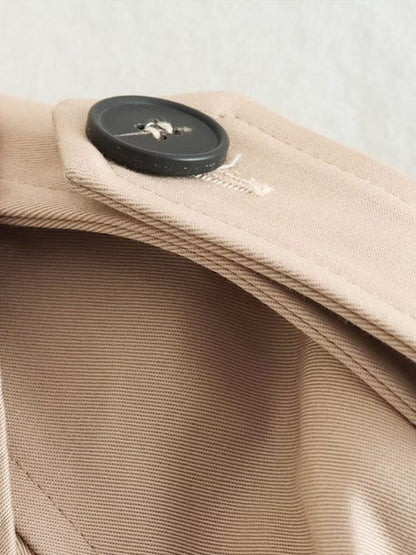 Eveloria Damen Trenchcoat Kurz Gürtel Beige