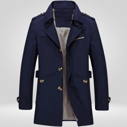 Trenchcoat | Klassisch | Mittellang | Einreihiger Mantel | Herren-Trenchcoat-Blau-M-Chaps Herrenmode