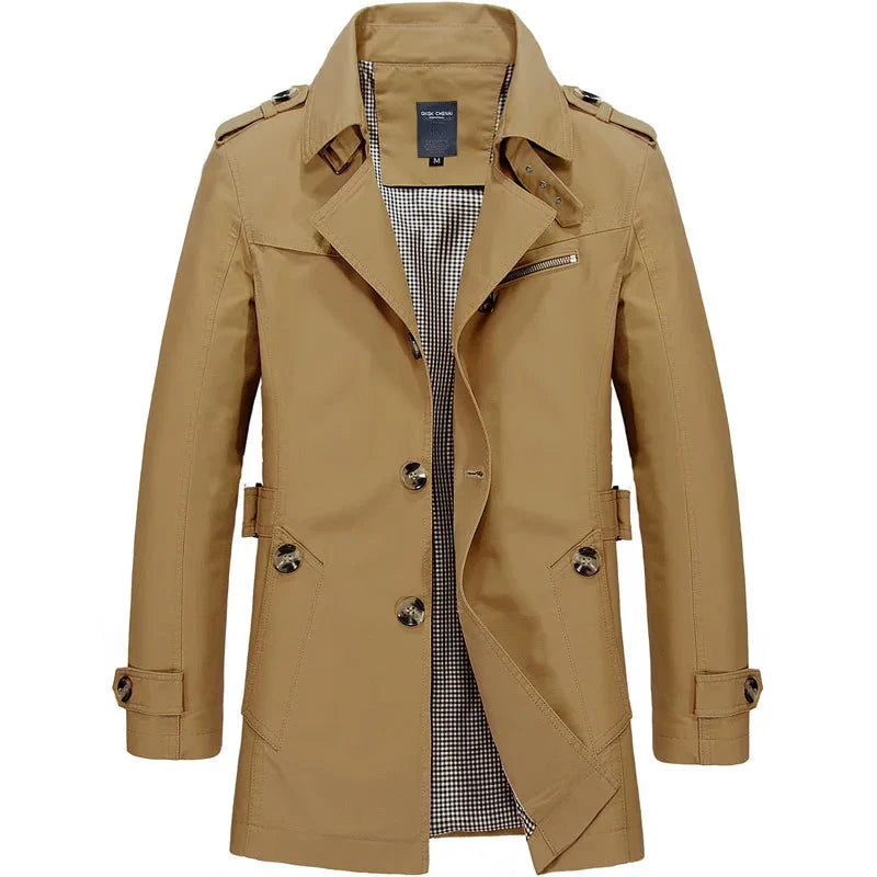 Herren Trenchcoat Klassisch Mittellang Einreihig - Eveloria