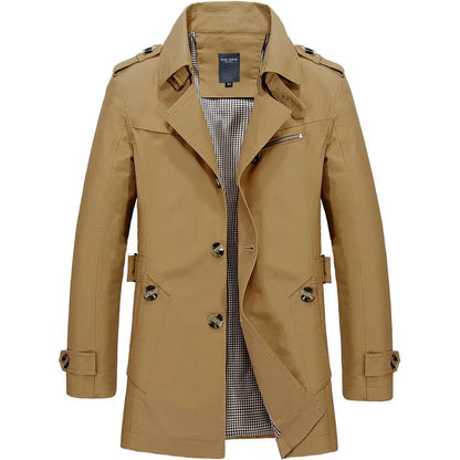 Herren Trenchcoat Klassisch Mittellang Einreihig - Eveloria