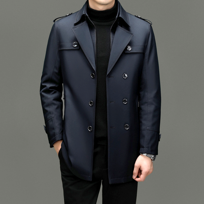 Herren Trenchcoat Mittellang Zweireiher Beige - Eveloria