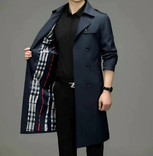 Herren Trenchcoat Zweireiher Mittellang Herbstjacke - Eveloria