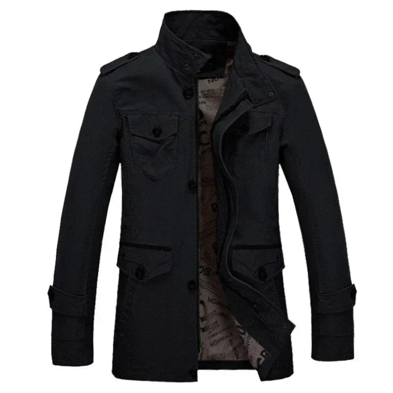 Herren Trenchcoat Einreihig Reißverschluss Slim Fit - Eveloria