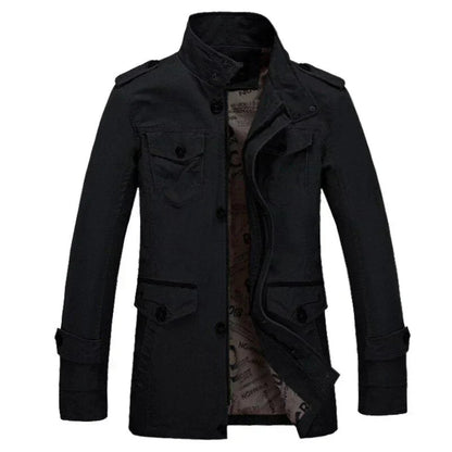 Herren Trenchcoat Einreihig Reißverschluss Slim Fit - Eveloria