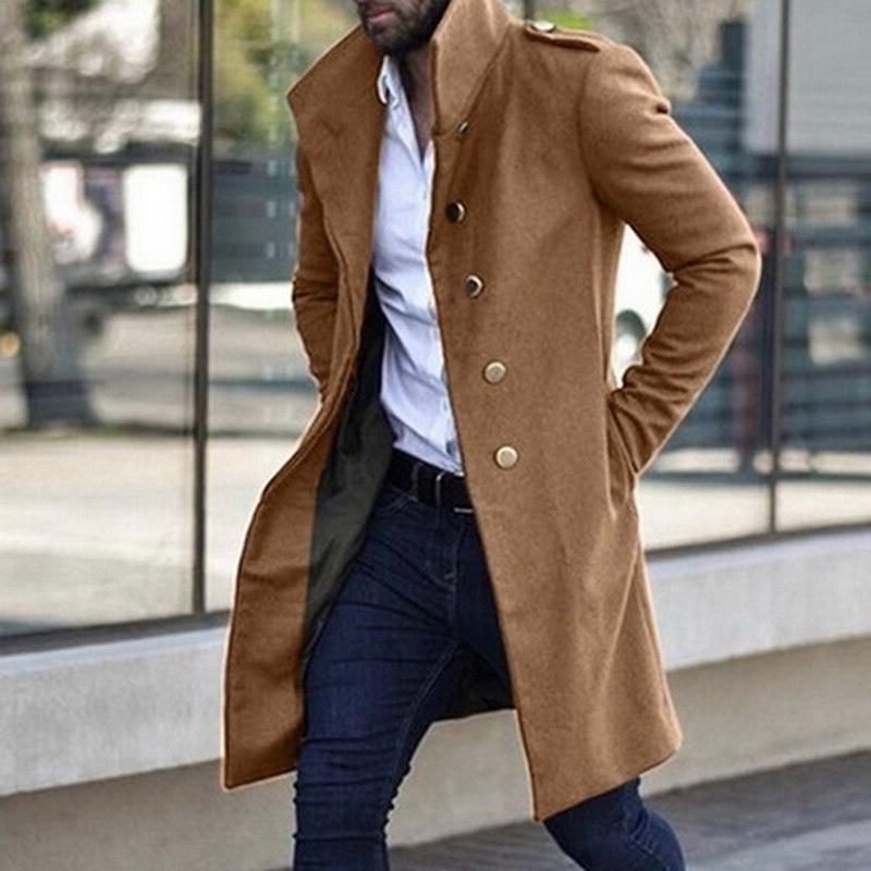Herren Trenchcoat Halblang Einreihig Schwarz - Eveloria