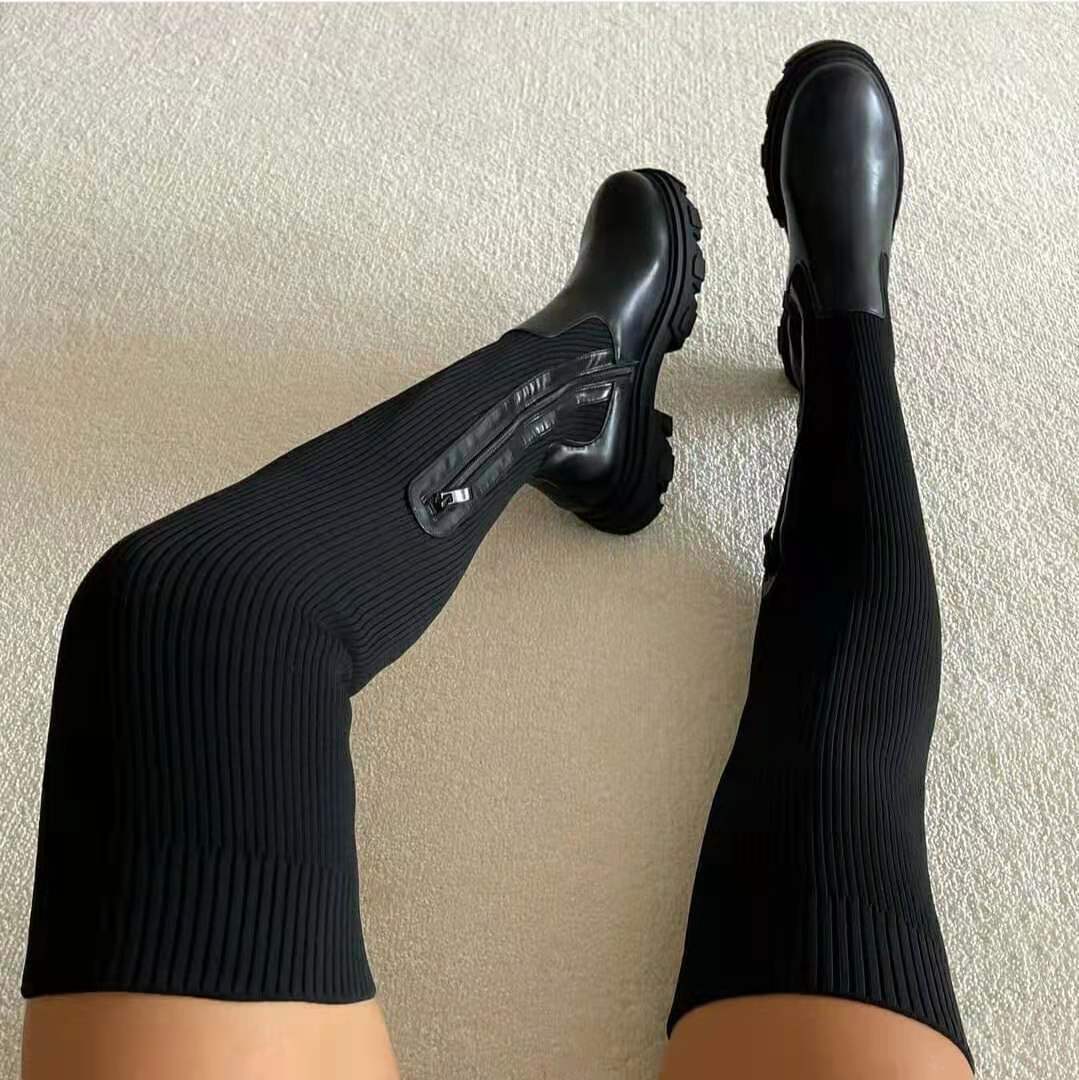 Eveloria Damen Overknee-Stiefel Modisch Schwarz - Eveloria