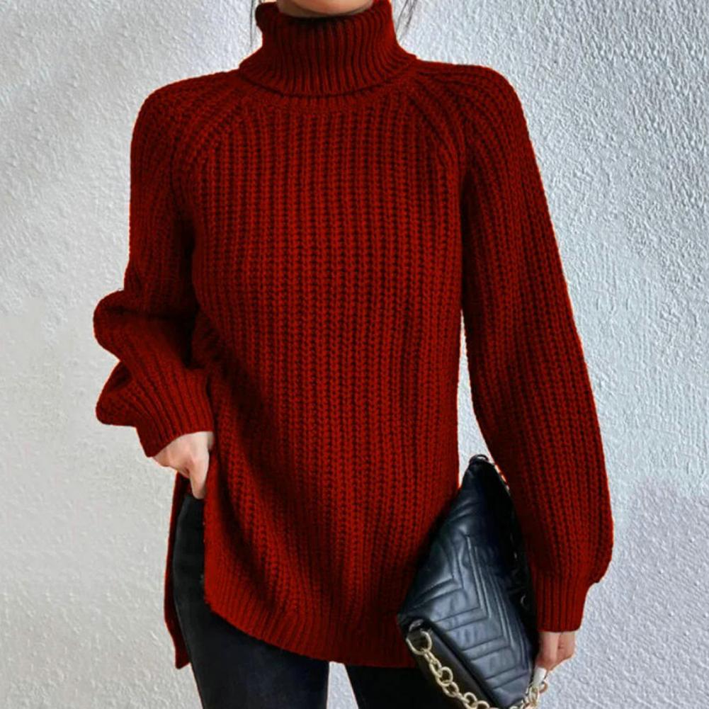 Eveloria Damen Rollkragenpullover Oversized Winter