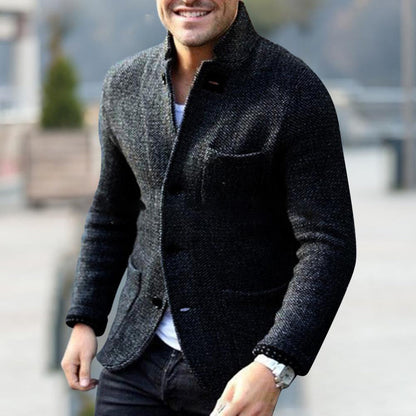 Herren Blazerjacke Einreihig Mit Taschen Tweed - Eveloria