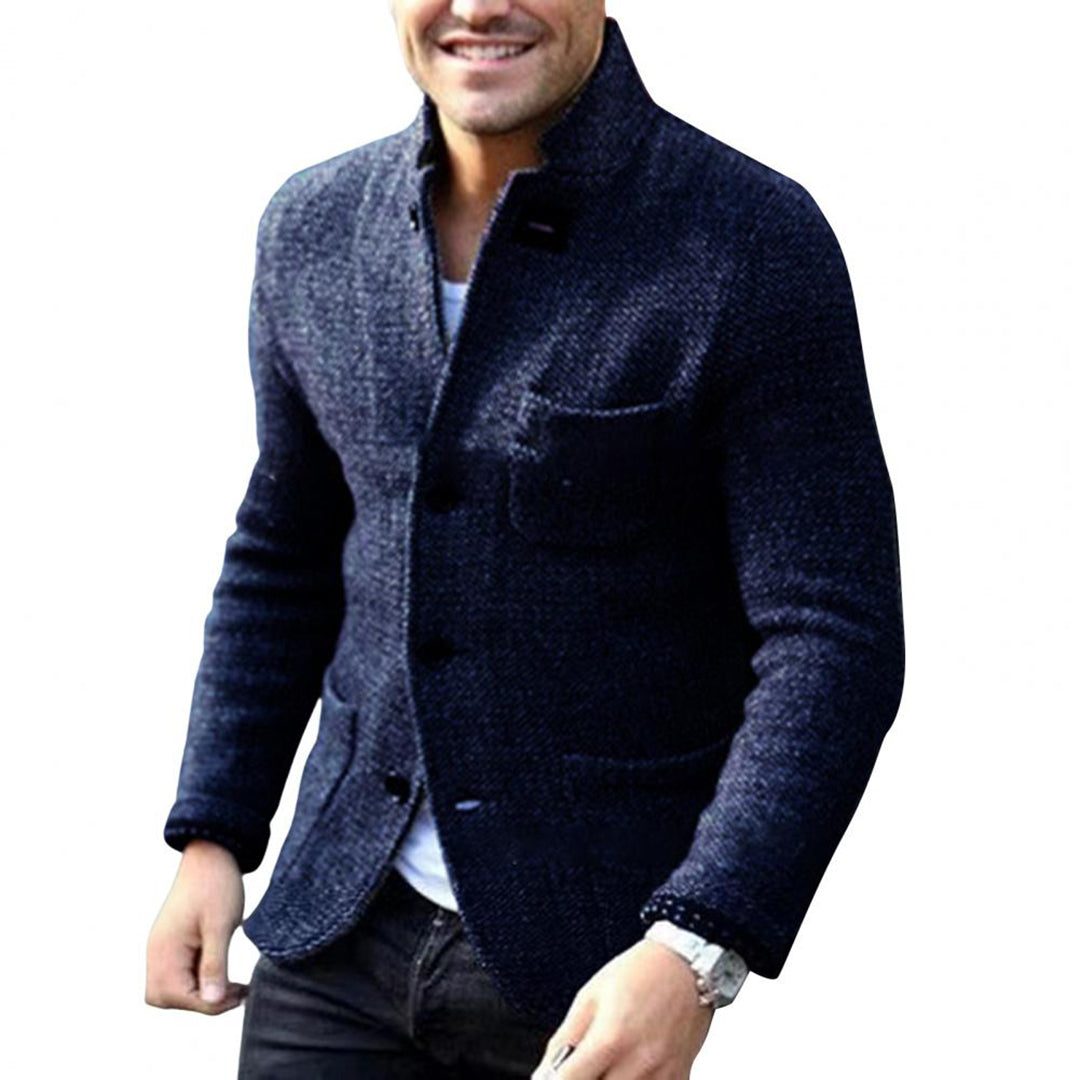 Tweedjacke – Einreihig – Taschen – Blazerjacke – Herrenjacke-Marineblau-S-Chaps Herrenmode