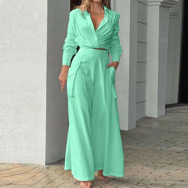 Damen und Hosen Set Stoff Stylisch