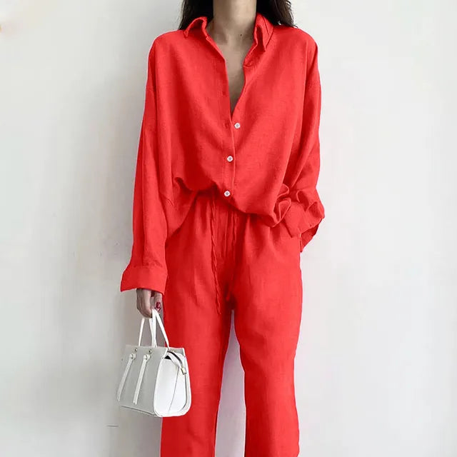 Damen und Hosen Set Stoff Stylisch