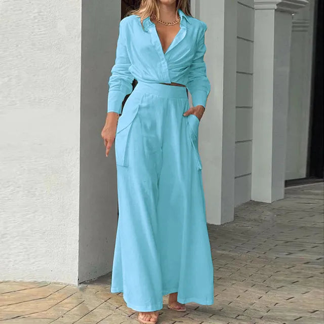Damen und Hosen Set Stoff Stylisch