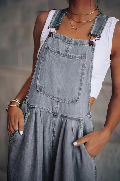 Eveloria Damen Denim-Overall Armlos Trendig Blau - Eveloria