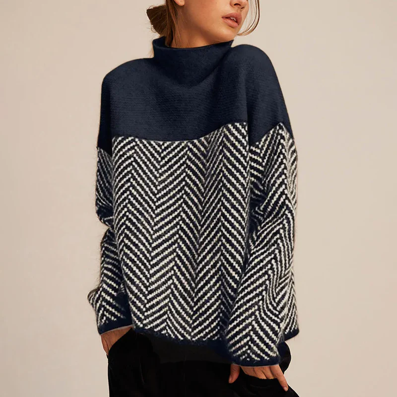 Damen Oversize Rollkragenpullover Warm