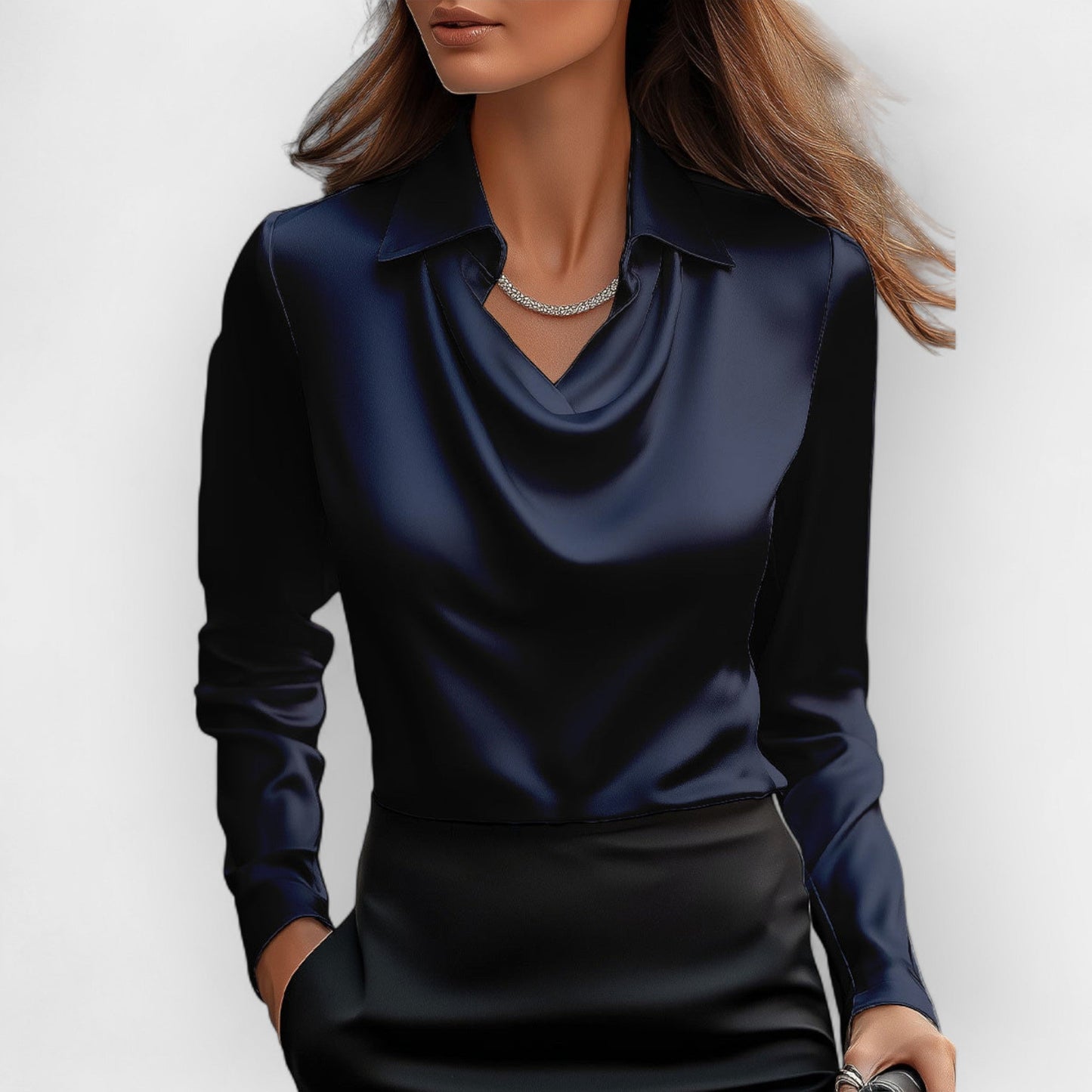 Damen Satin Bluse Glitzer Elegant