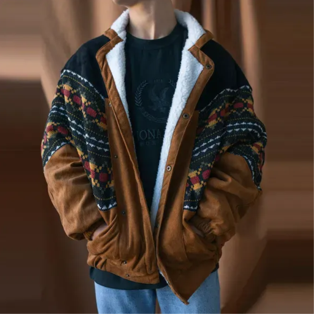 Herren Winterjacke Braun Fleecegefüttert Übergroß - Eveloria