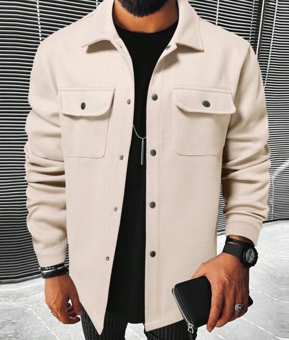 Überhemd | Button-Up | Atemtaschen | Hemdjacke | Herrenbekleidung-Hellbeige-XS-Chaps Herrenmode