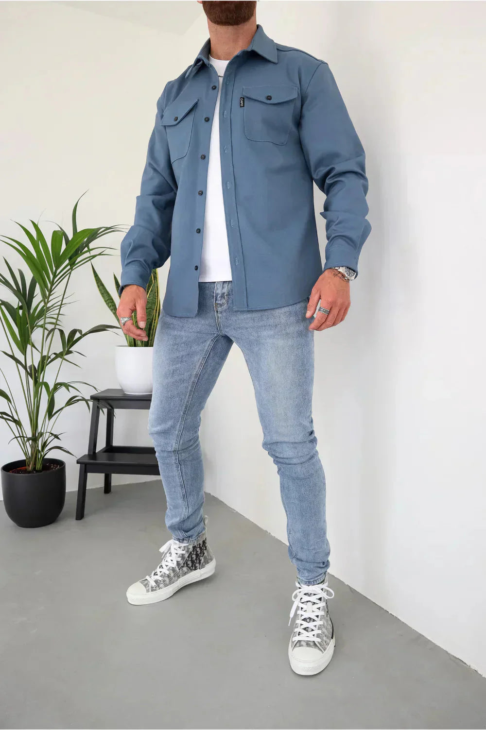Überhemd - Button-Up - Langarm - Hemdjacke - Herrenjacke-Chaps Herrenmode