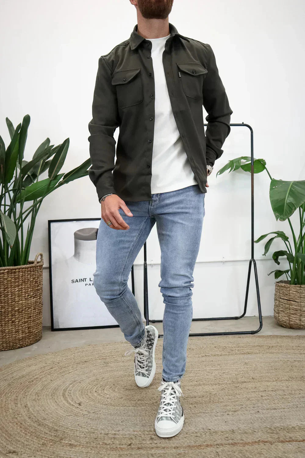 Überhemd - Button-Up - Langarm - Hemdjacke - Herrenjacke-Chaps Herrenmode
