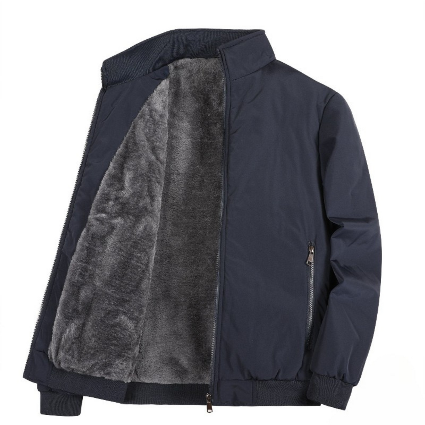 Herren Outdoorjacke Fleecefutter Reißverschluss Stehkragen
